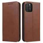 For iPhone 13 Pro Max Calf Texture Magnetic Horizontal Flip Leather Case with Holder & Card Slots & Wallet (Brown)