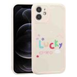 For iPhone 12 Lucky Letters TPU Soft Shockproof Case(Creamy-white)