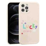 For iPhone 12 Pro Lucky Letters TPU Soft Shockproof Case(Creamy-white)