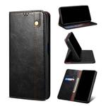 For OPPO Realme C21Y Simple Wax Crazy Horse Texture Horizontal Flip Leather Case with Card Slots & Holder(Black)