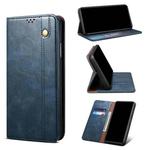 For OPPO Realme C21Y Simple Wax Crazy Horse Texture Horizontal Flip Leather Case with Card Slots & Holder(Navy Blue)