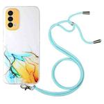 Hollow Marble Pattern TPU Precise Hole Protective Case with Neck Strap Rope For OnePlus Nord N200 5G(Yellow)