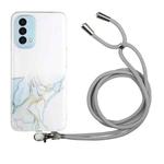 Hollow Marble Pattern TPU Precise Hole Protective Case with Neck Strap Rope For OnePlus Nord N200 5G(Grey)