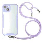 For iPhone 13 mini Acrylic + Color TPU Shockproof Case with Neck Lanyard (Purple)