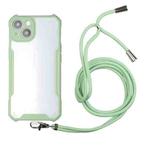For iPhone 13 mini Acrylic + Color TPU Shockproof Case with Neck Lanyard (Avocado Green)
