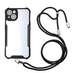 For iPhone 13 Acrylic + Color TPU Shockproof Case with Neck Lanyard(Black)