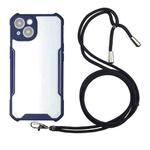 For iPhone 13 Acrylic + Color TPU Shockproof Case with Neck Lanyard(Dark Blue)