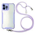 For iPhone 13 Pro Acrylic + Color TPU Shockproof Case with Neck Lanyard (Purple)