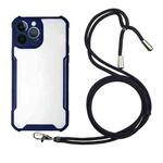For iPhone 13 Pro Acrylic + Color TPU Shockproof Case with Neck Lanyard (Dark Blue)