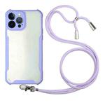 For iPhone 13 Pro Max Acrylic + Color TPU Shockproof Case with Neck Lanyard (Purple)