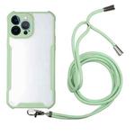 For iPhone 13 Pro Max Acrylic + Color TPU Shockproof Case with Neck Lanyard (Avocado Green)