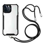 For iPhone 13 Pro Max Acrylic + Color TPU Shockproof Case with Neck Lanyard (Black)
