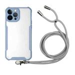 For iPhone 13 Pro Max Acrylic + Color TPU Shockproof Case with Neck Lanyard (Milk Grey)