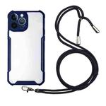 For iPhone 13 Pro Max Acrylic + Color TPU Shockproof Case with Neck Lanyard (Dark Blue)