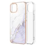 For iPhone 13 mini Electroplating Marble Pattern Dual-side IMD TPU Shockproof Case (White 006)