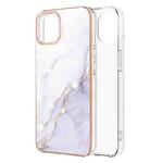 For iPhone 13 Pro Electroplating Marble Pattern Dual-side IMD TPU Shockproof Case (White 006)