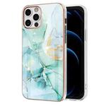 For iPhone 12 Pro Max Electroplating Marble Pattern Dual-side IMD TPU Shockproof Case(Green 003)
