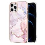 For iPhone 12 Pro Max Electroplating Marble Pattern Dual-side IMD TPU Shockproof Case(Rose Gold 005)