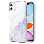 For iPhone 11 Electroplating Marble Pattern Dual-side IMD TPU Shockproof Case (White 006)