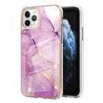 For iPhone 11 Pro Max Electroplating Marble Pattern Dual-side IMD TPU Shockproof Case (Purple 001)