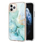 For iPhone 11 Pro Max Electroplating Marble Pattern Dual-side IMD TPU Shockproof Case (Green 003)