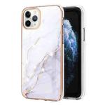 For iPhone 11 Pro Max Electroplating Marble Pattern Dual-side IMD TPU Shockproof Case (White 006)