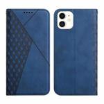 For iPhone 12 mini Diamond Pattern Splicing Skin Feel Magnetic Horizontal Flip Leather Case with Card Slots & Holder & Wallet (Blue)