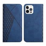 For iPhone 12 / 12 Pro Diamond Pattern Splicing Skin Feel Magnetic Horizontal Flip Leather Case with Card Slots & Holder & Wallet(Blue)