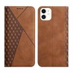 For iPhone 11 Diamond Pattern Splicing Skin Feel Magnetic Horizontal Flip Leather Case with Card Slots & Holder & Wallet (Brown)