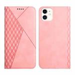 For iPhone 11 Diamond Pattern Splicing Skin Feel Magnetic Horizontal Flip Leather Case with Card Slots & Holder & Wallet (Rose Gold)