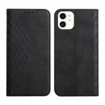 For iPhone 11 Diamond Pattern Splicing Skin Feel Magnetic Horizontal Flip Leather Case with Card Slots & Holder & Wallet (Black)