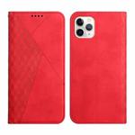 For iPhone 11 Pro Diamond Pattern Splicing Skin Feel Magnetic Horizontal Flip Leather Case with Card Slots & Holder & Wallet (Red)