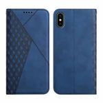 For iPhone X / XS Diamond Pattern Splicing Skin Feel Magnetic Horizontal Flip Leather Case with Card Slots & Holder & Wallet(Blue)