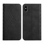 For iPhone XR Diamond Pattern Splicing Skin Feel Magnetic Horizontal Flip Leather Case with Card Slots & Holder & Wallet(Black)