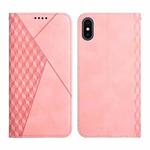 For iPhone XS Max Diamond Pattern Splicing Skin Feel Magnetic Horizontal Flip Leather Case with Card Slots & Holder & Wallet(Rose Gold)