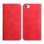 For iPhone SE 2022 / SE 2020 / 8 / 7 Diamond Pattern Splicing Skin Feel Magnetic Horizontal Flip Leather Case with Card Slots & Holder & Wallet / 6(Red)