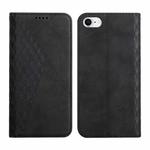 For iPhone SE 2022 / SE 2020 / 8 / 7 Diamond Pattern Splicing Skin Feel Magnetic Horizontal Flip Leather Case with Card Slots & Holder & Wallet / 6(Black)