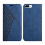 For iPhone 12 Pro Max Diamond Pattern Splicing Skin Feel Magnetic Horizontal Flip Leather Case with Card Slots & Holder & Wallet For iPhone 7 Plus / 8 Plus(Blue)