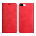 For iPhone 12 Pro Max Diamond Pattern Splicing Skin Feel Magnetic Horizontal Flip Leather Case with Card Slots & Holder & Wallet For iPhone 7 Plus / 8 Plus(Red)