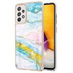 For Samsung Galaxy A72 5G / 4G Electroplating Marble Pattern Dual-side IMD TPU Shockproof Case(Green 004)