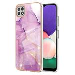 For Samsung Galaxy A22 5G US Version Electroplating Marble Pattern Dual-side IMD TPU Shockproof Case(Purple 001)