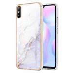 For Xiaomi Redmi 9A Electroplating Marble Pattern Dual-side IMD TPU Shockproof Case(White 006)