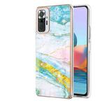 For Xiaomi Redmi Note 10 Pro / 10 Pro Max Electroplating Marble Pattern Dual-side IMD TPU Shockproof Case(Green 004)