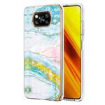For Xiaomi Poco X3 NFC Electroplating Marble Pattern Dual-side IMD TPU Shockproof Case(Green 004)