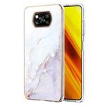 For Xiaomi Poco X3 NFC Electroplating Marble Pattern Dual-side IMD TPU Shockproof Case(White 006)