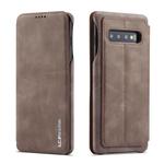 For Galaxy S10 Hon Ancient Series Leather Case with Card Slots & Holder & Wallet(Coffee)