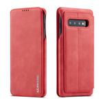 For Galaxy S10 Hon Ancient Series Leather Case with Card Slots & Holder & Wallet(Red)