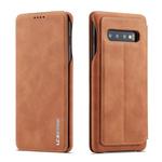 For Galaxy S10+ Hon Ancient Series Leather Case with Card Slots & Holder & Wallet(Brown)