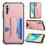 For Tecno Camon 17P Dream PU + TPU Four-corner Shockproof Back Cover Case with Card Slots & Holder(Rose Gold)