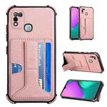 For Infinix Hot 10 Play /  Smart 5 India Dream PU + TPU Four-corner Shockproof Back Cover Case with Card Slots & Holder(Rose Gold)